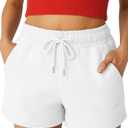 Womens Shorts - SweatShorts Workout Gym Shorts for Women Trendy Fashion Athletic Casual Summer Lounge Sweat Bermuda (X-Small, White)