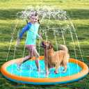 SLOOSH 60" Non-Slip Splash Pad Sprinkler - Outdoor Water Play Toys Backyard Fountain Mat for Toddlers Kids Dogs, Thickened Sprinkler Outside Pool Party Durable for Girls Boys Pets (60in, Orange&Blue)