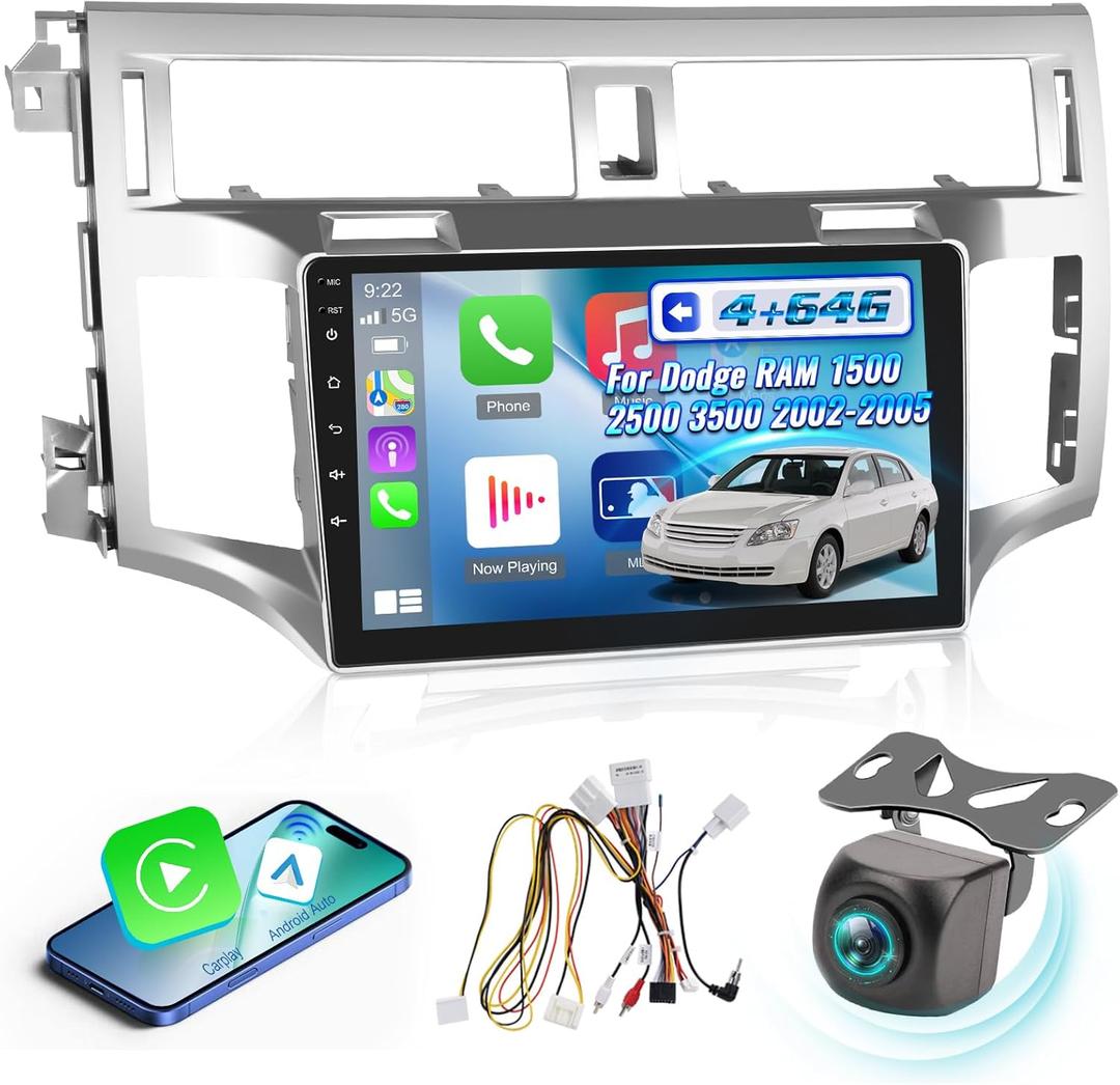 4+64G Android Car Radio for Toyota Avalon 2006 2007 2008 2009 2010 - Wireless Carplay & Android Auto - 9 Inch Touchscreen Radio with 32 Equalizer, WiFi, GPS, AI DSP + AHD Rear View Camera