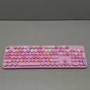 Colorful Wireless Bluetooth Keyboard, 2.4G & Dual Bluetooth Multi-Device, Typewriter Retro Round Keycaps 104 Keys Full-Size for PC Laptop Tablet Phone (Pink-Colorful)