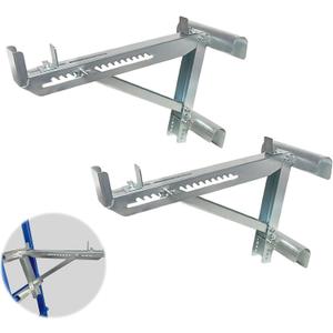 2Pack Heavy Duty Steel Ladder Jacks, Adjustable Two-Rung Short Body Scaffold Bracket for Painting Siding, Roofing & Window Repair, Fits Platforms Under 18 Inches Wide