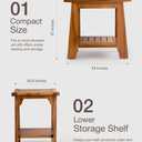 Tinamo 18”L Teak Shower Bench for Inside Shower with Handles, Storage Shelf
