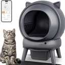 Automatic Self Cleaning Litter Box, Cat Litter Box, Robot Litter Box | APP Control, 65L Globe, Dual Safety Sensors, 1 Roll Garbage Bags, Litter Mat, <35DB, Grey
