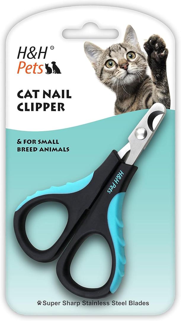 Cat Nail Clipper by H&H Pets - Professional Sharp Stainless Steel Claw Clipper Trimmer with Sturdy Non Slip Handles - for Cats & Small Animal at Home Grooming Accessories