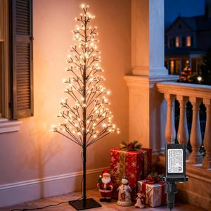 Lomotech Christmas Tree Lights - 216 Leds 5Ft Artificial Christmas Tree with Timer, Includes 27 Leds Twinkle Lights for Holiday, Wedding, Party, Christmas Decorations (Warm White)