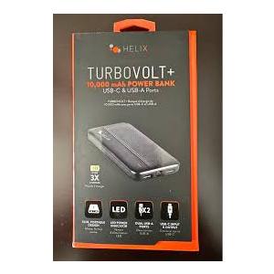 Helix/Retrak Power Bank 10000 with USB-C and Dual USB-A Ports Black Batteries