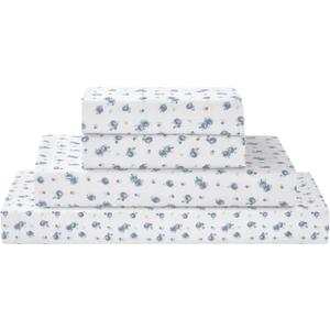 Modern Threads Silky Soft Microfiber and Wrinkle Free Sheets - Luxurious Microfiber Bed Sheets Includes Flat Sheet, Fitted Sheet with Deep Pockets, & Pillowcases Sweet Rose Blue, Full