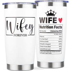 Gifts for Wife from Husband - Wedding Anniversary for Women, Birthday, Christmas, Valentines Day, Mothers Day Gifts for Wives, Best Wife Gift Ever - Wifey Tumbler Mug Cup, 20 oz Stainless Steel