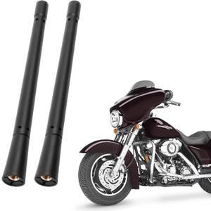 KSaAuto H12 Pair AM/FM Radio Antenna for Harley Davidson Road Street Electra Tour Glide (20 Types Optional) 7 Inch Polished, Copper Core & Screw, Flexible Rubber, Motorcycle Antenna