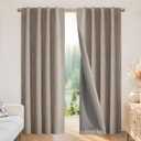 Joydeco Linen Blackout Curtains for Bedroom - 100% Light Blocking 1 Panels, Linen Drapes 100" W x 90" L, Thermal Insulated Room Darkening Curtains for Living Room, Rod Pocket & Back Tabs