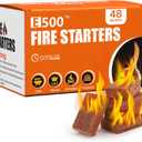 E500 Fire Starter for Fireplace, Campfires, Fire Pits, BBQ, Grills, Larger Charcoal Fire Starter Squares, 48-Count Firestarter