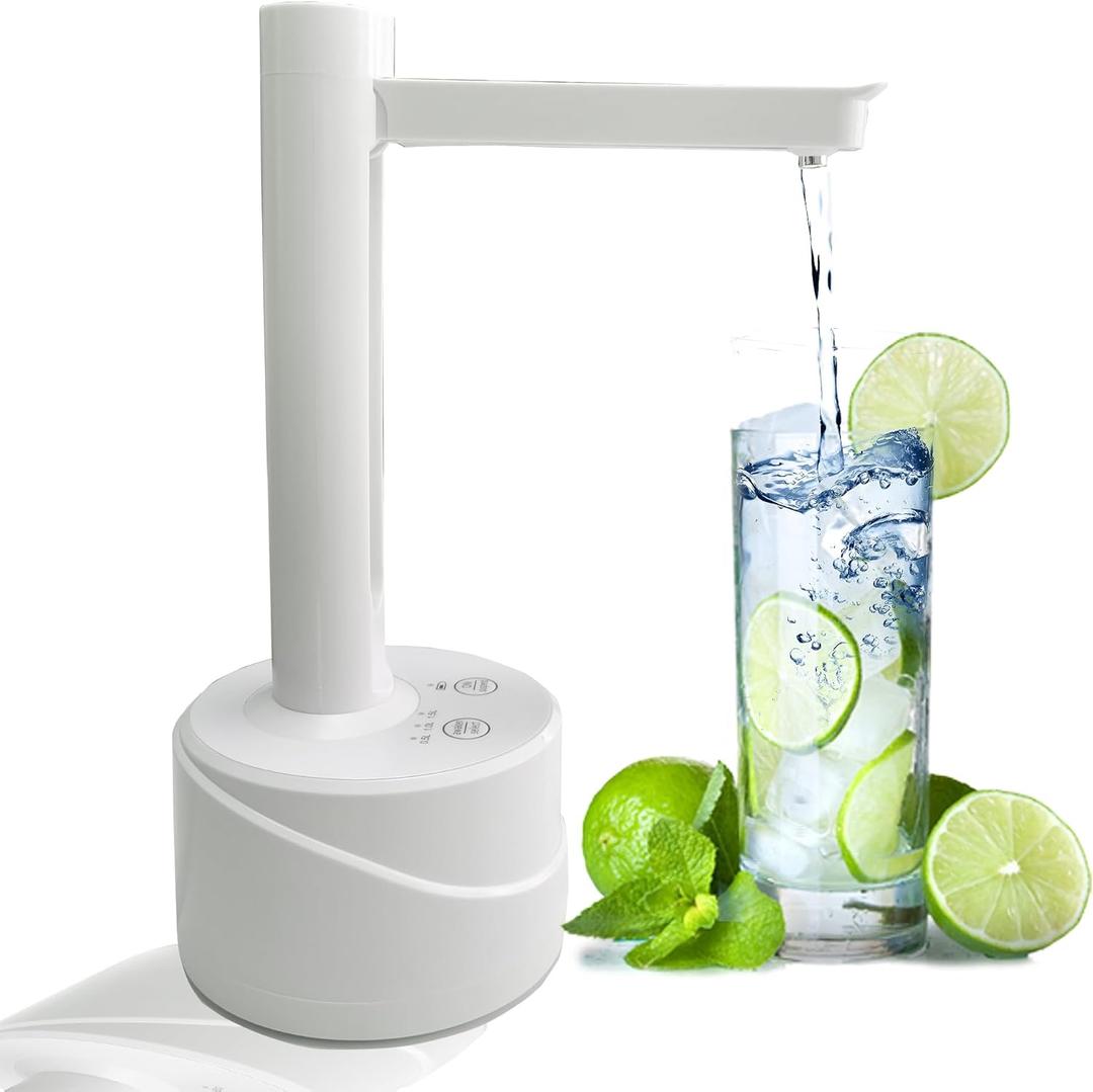 2in1 Water Dispenser Foldable Automatic Drinking Water Pump for 5 Gallon Bottle Type-C Portable Water Jug Dispenser for Home,Office,Camping (Acrylonitrile Butadiene Styrene (ABS), White)