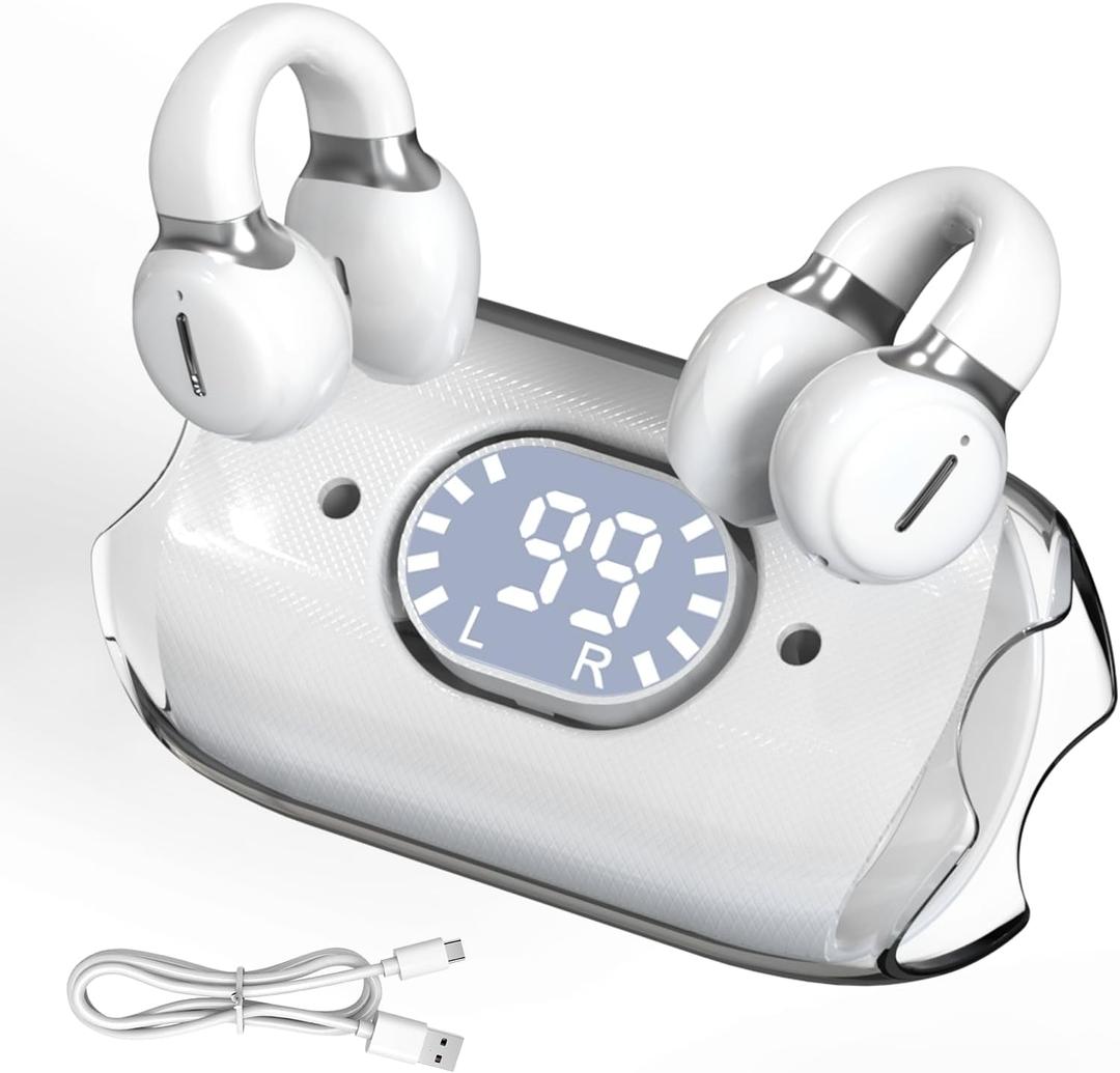 Translation Earbuds Real Time - Ear-Clip AI Language Translator Earbuds - 3-in-1 Translation Earbuds 144 Languages & Accents for Travel, Business, Learning, White