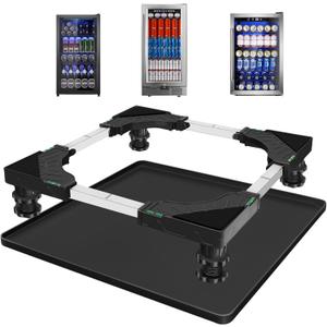 Nefish Mini Fridge Stand with 23.6" x 23.6" x 0.8" Silicone Drip Tray with Raised Edge Mini Refrigerator Stand with Mat Portable Washer and Dryer Pedestal