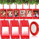 36 Pcs Merry Christmas 2025 Photo Frame Ornaments Acrylic 2 x 3 Picture Frame Ornaments Christmas Tree Decoration Compatible with Instax Polaroid Hanging Photo with Red Ribbon (Style 2)