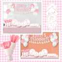 VioraWhite 183pcs Pink One Silly Goose Birthday Party Tableware Set Silly Goose Party Supplies for 24 Guests Tableware Includes Plates Napkins Cups Banner Gingham Tablecloth Balloons(Classical)