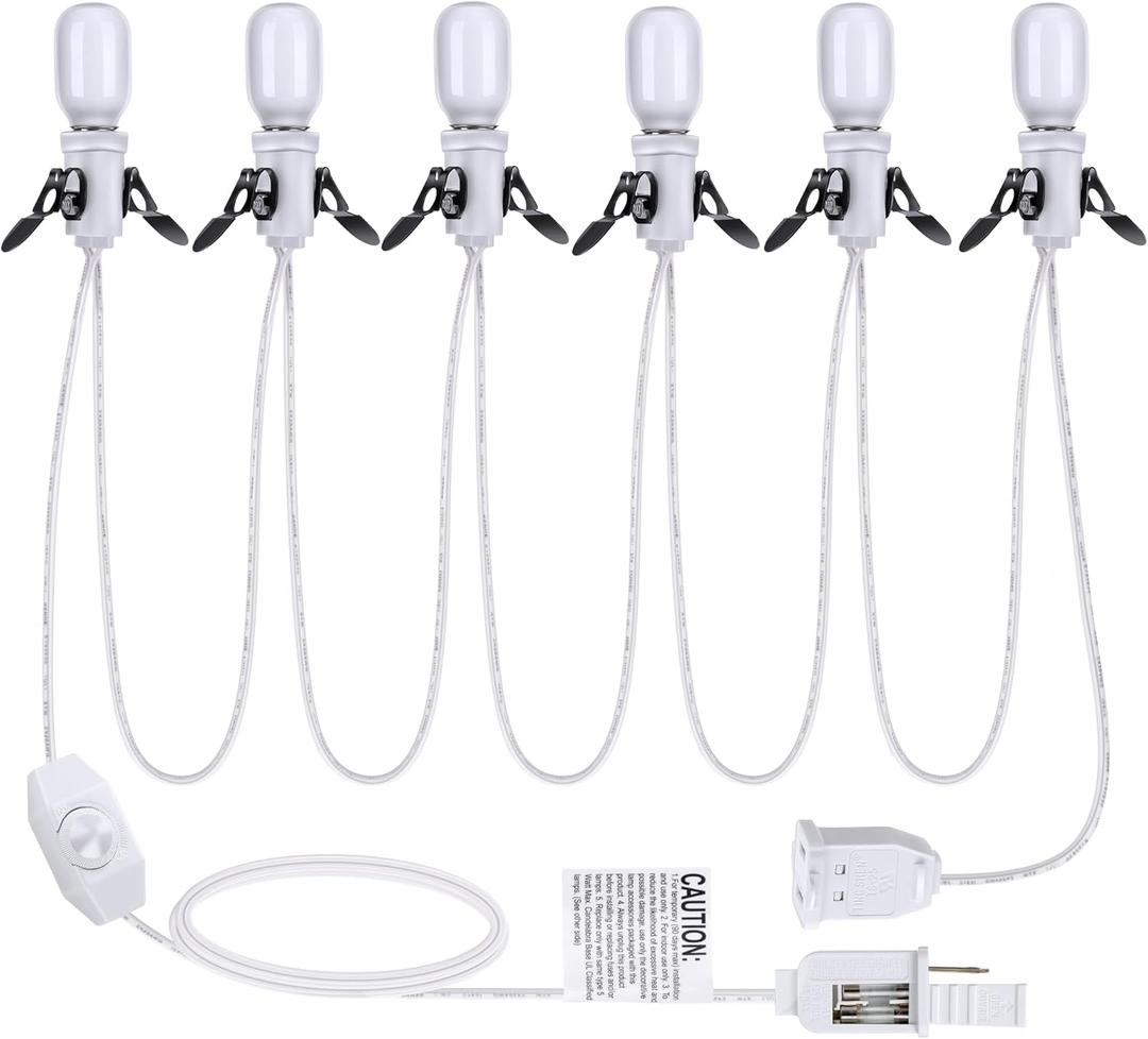 Meonum 1 Pack Accessory Cord with 6 LED Light Bulbs, 13.9ft End to End Connected Cool White Lights, Blow Mold Light Cord with Adjustable Brightness for Holiday Decoration, Christmas Village House