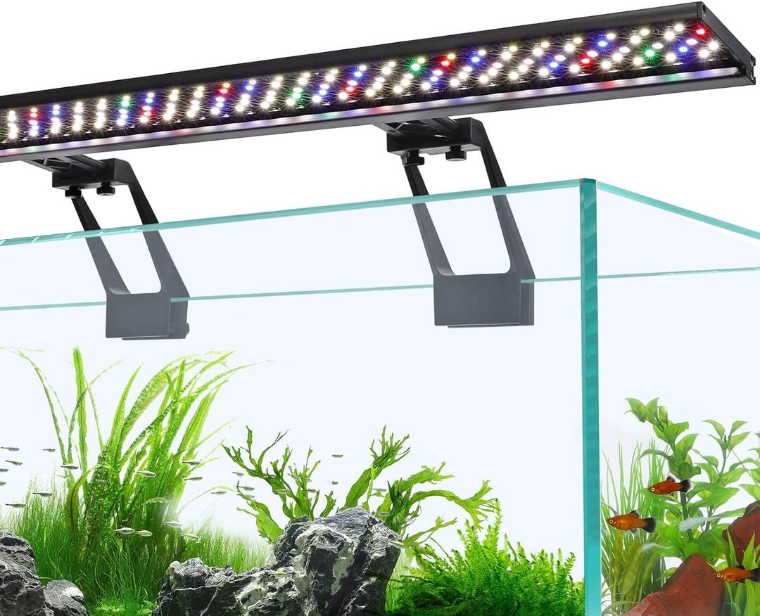 hygger Clip On Full Spectrum Aquarium LED Light, 42W Day-Night Dual Timer Sunrise-Day-Sunset-Moon Fish Tank Light, Adjustable Timer Brightness with 9 Colors for Planted Tank