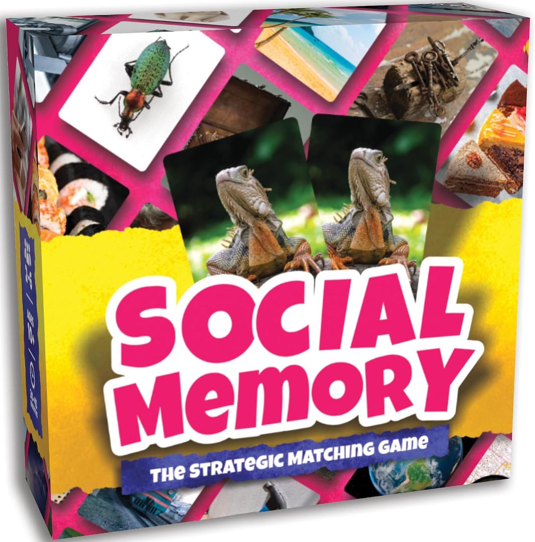 3 x Social Memory - Strategic Twist On Classic Memory Game! Great for Grandkids, Engaging Matching Cards for Families and Kids. Perfect for 2-5 Players and Family-Friendly Fun, 5.75 inches