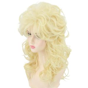 Women's Wigs 70s 80s Fashion Singer Wigs Blonde Long Curly Beehive Wigs for Halloween Costume Party Wig