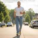 Men's Hiking Pants Cargo Jeans for Hiking, Fishing, Tactical, Jogger - Multi-Pocket Denim Work Pants (L)