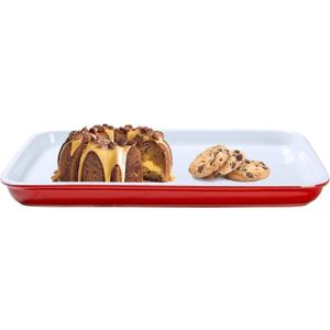Emeril Lagasse 15.75 IN Large Baking Sheet  Stoneware Cookie Sheet & Baking Tray, Oven Safe Baking Trays for Oven (Red)