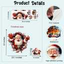 2 x Large 3D Santa Claus Christmas Wall Stickers,Snowman Gingerbread Man Reindeer Candy Vinyl Wall Decals, Removable Winter Holiday Xmas Break Through Wall Art for Kids Bedroom Playroom Decor