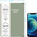 2 x Academic 2025 Planner, Jan 2025-Dec 2025 weekly and monthly, A5 (6.2'' x 8.5") - 12 Months, With Tabs, Metal Cladding Round Corners, for Office School Teacher College Student Women, Green