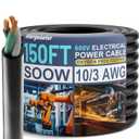 Electric 10/3 SOOW Bulk Cable-10 Gauge 3 Conductor-Rated for 600V, 30A -Water & Oil Resistant Cable for Industrial & Residential Use-Ideal for Generators, Circuits, Data Centers (150 Foot)