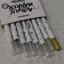 TRANSON 3 Gold, 3 Silver, 1 Black and 1 White Paint Markers Bold and Fine Dual-tip Acrylic Paint Marker Set for Rock Painting Glass Canvas Wood Leather Ceramic Painting