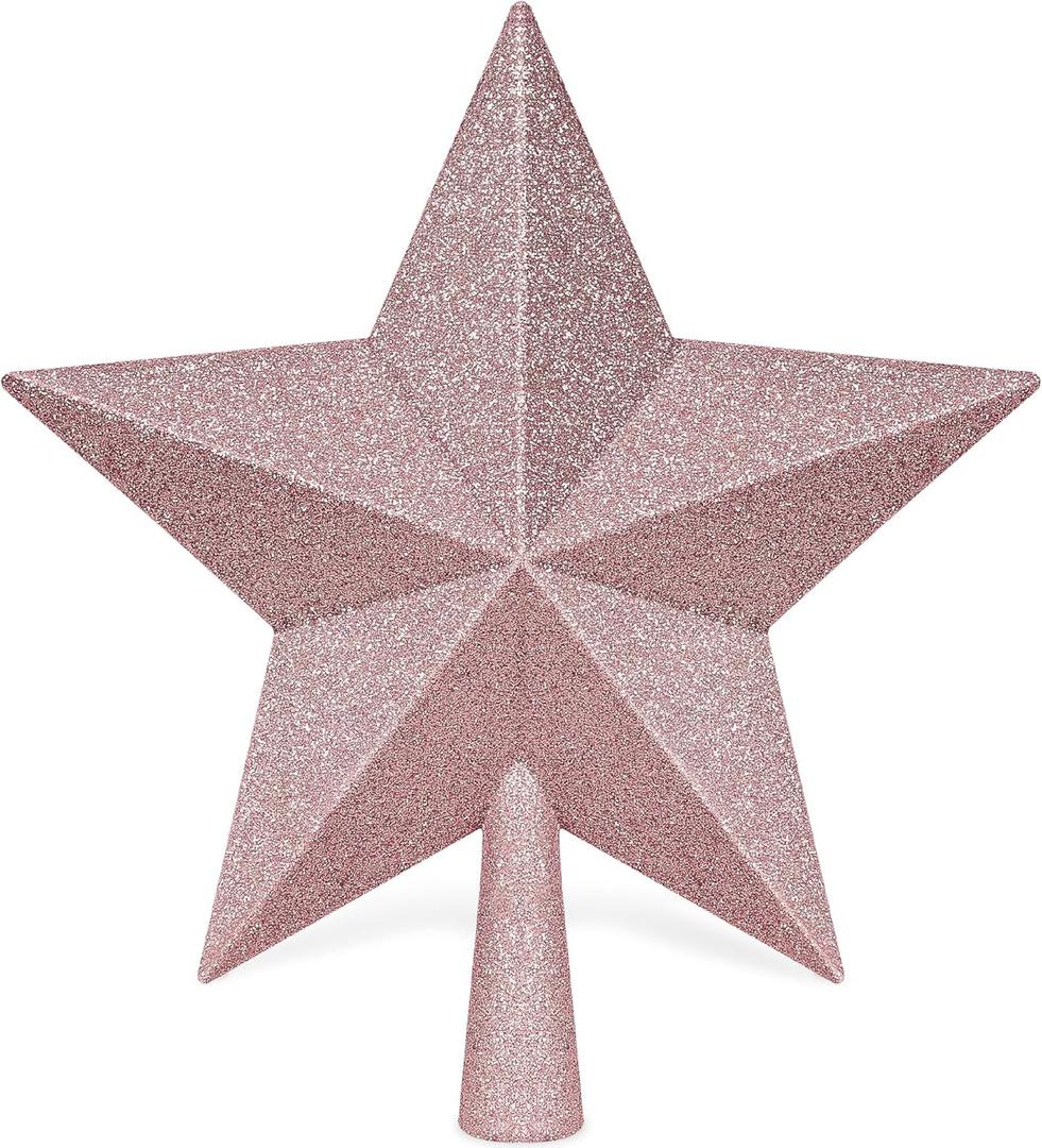 Christmas Tree Top Ornament, 10" Rose Gold Christmas Star Tree Topper, Large Xmas Glitter 3D Bethlehem Tree Topper Ornament, Waterproof Holiday Christmas Tree Topper Star for Home Indoor Outdoor