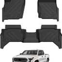 Floor Mats for Toyota Tacoma 2024 2025 2026 Double Cab (Not fit Hybrid) All Weather Floor Mat for Tacoma Accessories Heavy Duty TPE Floor Liners (Automatic Transmission)