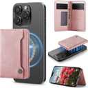 Vinich for MagSafe Wallet Magnetic RFID Blocking Card Holder Compatible with MagSafe Phones and Cases, Strong Magnet Minimalist Phone Wallet for iPhone 17/16/15/14/13/12/ Pro/Max/Plus, Rose Pink