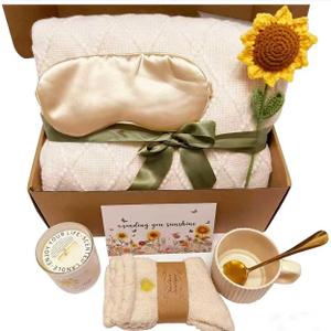 Birthday Gifts for Women Self Care Get Well Soon Gift Basket Spa Package Thinking of You Present Sympathy Inspirational Sunflower Valentines Gifts for Her Women Wife Mom Best Friend Sister