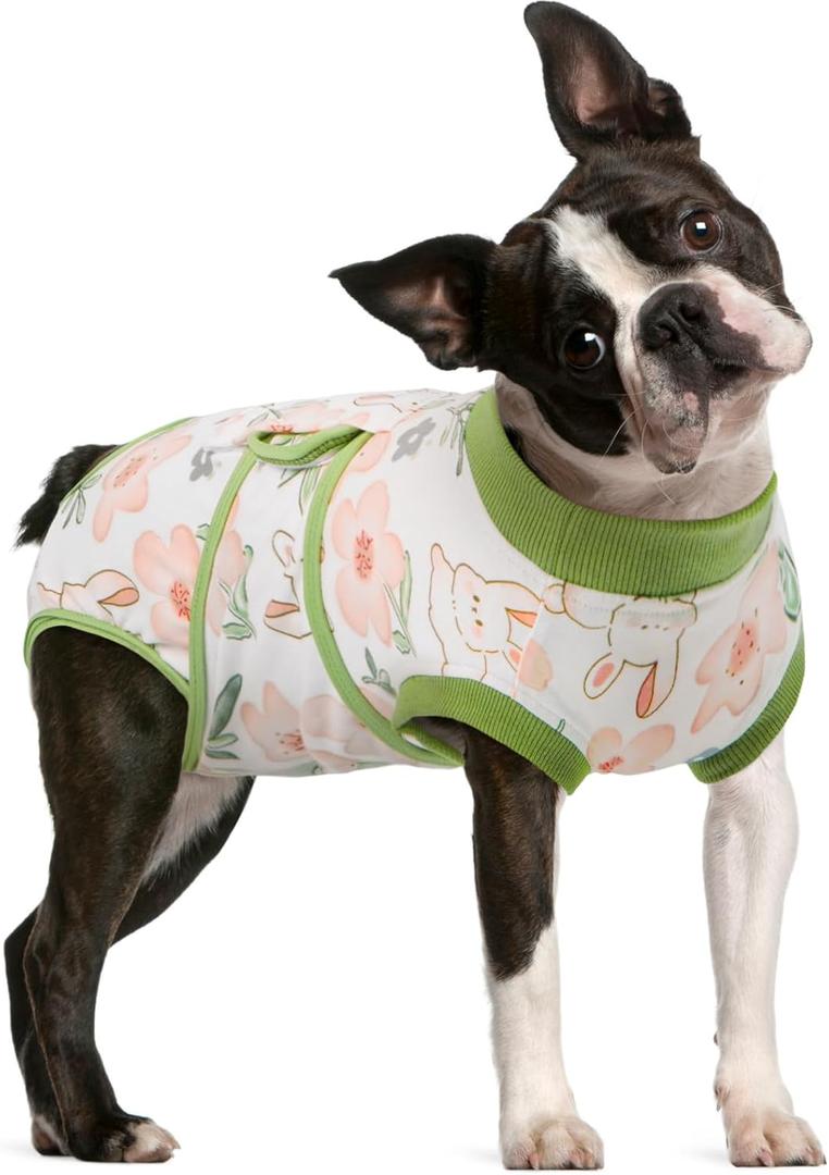 FUAMEY Dog Recovery Suit Male,Dogs Surgery Neuter Suits Puppy Spay Shirts for Female Protect Dog's Skin Anti Licking Abdominal Wounds Doggie Onesie Pet Bodysuit Alternative to Cone Rabbit Flower L (L(Back:16.1-20.1in,WT:23-48lbs))