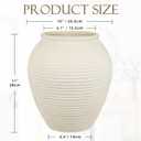 11" Rustic Ceramic Vase for Home Décor, Farmhouse Ribbed Pottery Vase for Pampas Grass & Dried Flowers, Decorative White Flower Vase for Living Room Table Shelf Mantel Centerpiece, Matte Ivory