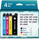 Emojink Remanufactured Ink Cartridges for Epson 802XL Ink Cartridges for T802 T802XL High Yield for Epson Workforce Pro WF-4740 WF-4720 WF-4734 WF-4730 EC-4020 EC-4030 EC-4040 (4 Pack)