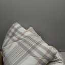 hadamick 100% Cotton Comforter Set Full Size – Reversible Yarn-Dyed Checkered Design, Soft Washed Cotton on Both Sides, Lightweight All-Season Bedding, Machine Washable(Grey White Plaid, 80”x90”)