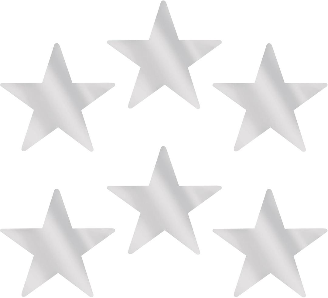 Beistle , 6 Piece Jumbo Foil Star Cutouts, 20" (Silver)