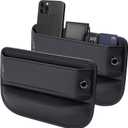 Premium Leather Car Seat Gap Filler Organizer (0.2-1.2" Gaps), Clever Gifts for Car SUV Truck Owners (Black, 2 Pack)