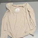 ANRABESS Women Long Sleeve Crew Neck Bodysuits Top 2025 Fall Slim Fit Ribbed Knit Soft Basic Tee Shirts XL, Light Apricot