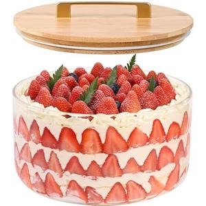 LOVYANXUE Large Salad Bowl, 10 inch Trifle Bowl with Sealed Lid, Versatile Mixing and Serving Bowl for Laying Ice Cream, Cake, Salad, Fruit, Baking, Dessert and Party Diy, Microwave Safe