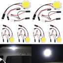 YM E-Bright 6-Pack Cool White COB 6-SMD Led Panel Dome Light Auto Car Reading Map Light Bulb DC 12V With T10 / BA9S / Festoon Adapters