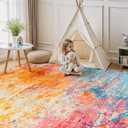 Rugflix 8x10 Area Rugs for Living Room, Colorful Rainbow Washable Rug