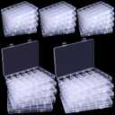 Menkxi 24 Pcs Plastic Organizer Box with Fixed Dividers 24 Grids Small Clear Storage Organizer Reusable Jewelry Bead Organizer Tackle Box Container for Bead DIY Craft Fishing Tackle Small Items