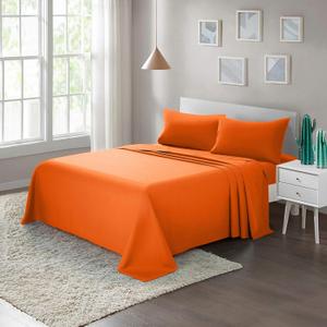 ARTALL Soft Microfiber Bed Sheet Set 4-Piece with Deep Pocket Bedding - Full, Orange