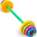 Liberty Imports Kids Barbell Weight Set - Adjustable Workout Toy Equipment for Children Pretend Play Exercise - Toddler Beginner Gym, Fitness, Weightlifting and Powerlifting (32 inches), multicolored