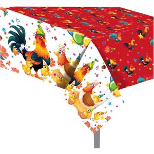 2-Pack Watercolor Rooster Party Tablecloths  54x87 Inch Hen Rooster Disposable Party Decor for Farm Rooster-Themed Girl Boy Birthdays, Camping, & Outdoor Celebrations