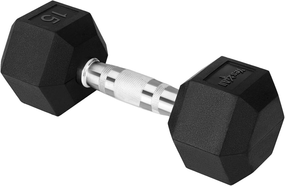 Yes4All Chrome Grip Encased Hex Dumbbells  Hand Weights With Anti-Slip 5-50 LBS Single