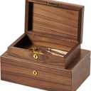 Walnut Storage Boxes with Locking Lid Set of 2 Decorative Solid Wood Storage Baskets Lockable Vintage Wooden Memory Box Chests for Keepsakes Photos Jewelry Desktop Organizer Container